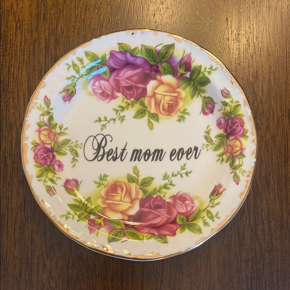 Floral 'Best Mom Ever' Decorative Plate